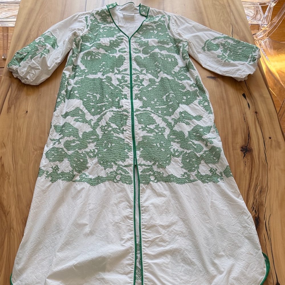 Floral Green and White Maxi Dress